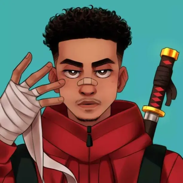 Illustrated AshRarity creator in a red hood